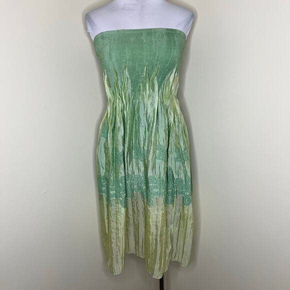 LAPIS Tube Dress OS Green Strapless Convertible Smocked Boho Hippie Festival - Picture 1 of 11
